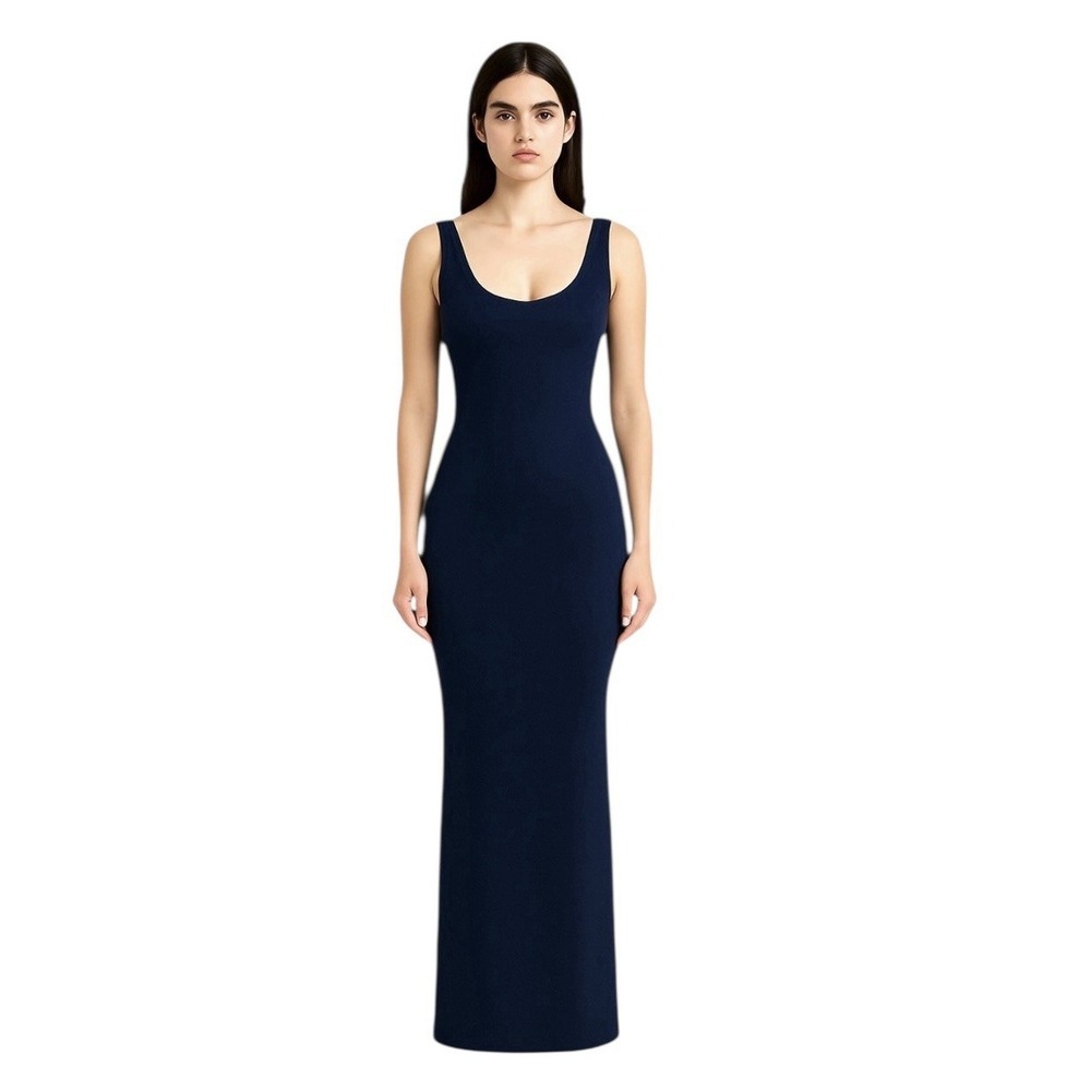 House of Harlow Maxi Knit Tank Dress Small Blue Bodycon Stretch Minimalist Party